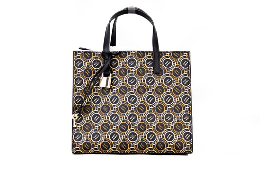 Marc Jacobs Mini Grind Signet Printed Leather Tote Handbag Purse